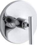 Purist Mastershower Temperature Control Valve Trim With Lever Handle, modern finish, single handle faceplate, corrosion resistant.