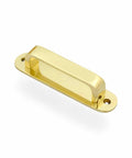Solid Brass Cabinet Pull with Backplate, 6.5 inch L-shaped handle in polished unlacquered finish, shown isolated on white background