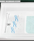 USZWBY Ceramic Laundry Sink - Single Bowl Bathroom Vessel Sink, Semi-Recessed Square Design with Washboard top view showing ergonomic washboard design.