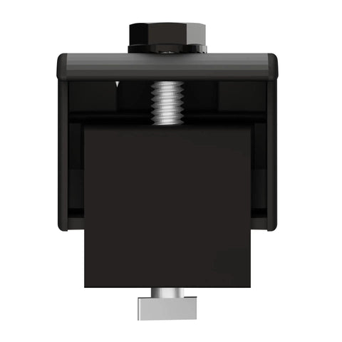 Heavy-Duty Dark Solar End Clamps Secure PV Modules 30 To 46 mm Widths with T-Bolt and low-profile design.