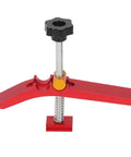 Heavy Duty Woodworking T Track Hold Down Clamp Adjust Chute Aluminum Alloy Tool for Workbench Router Table And Saw CNC Fixturing in red color.