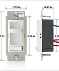 SureSlide Dimmer Switch for Dimmable LED Halogen and Incandescent Bulbs Slim Easy Install Wall Box Dimmer dimensions shown