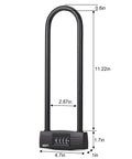 Heavy Duty U Lock With Resettable Combination For Bikes Motorcycles Gates And Office Doors, Long Shackle Security Lock
