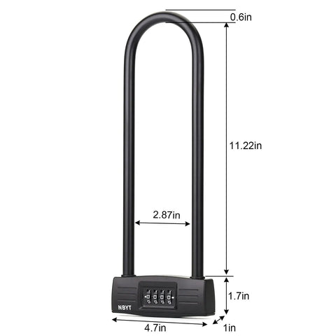 Heavy Duty U Lock With Resettable Combination For Bikes Motorcycles Gates And Office Doors, Long Shackle Security Lock