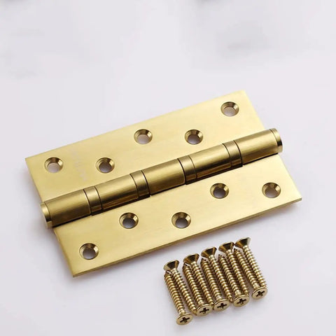 Gold Three Pack Soft Close Door Hinges For Cabinets And Closets with screws, smooth brushed wood door hardware