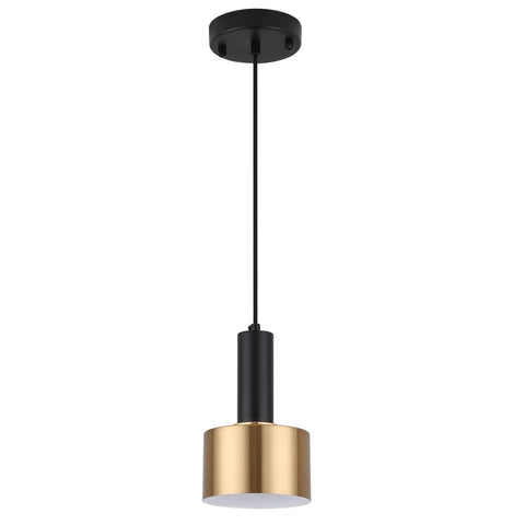 Modern Mini Pendant Light With 4W LED Bulb 2700K 400 Lumens Adjustable Slick Metal Pendant Fixture In Gold And Black