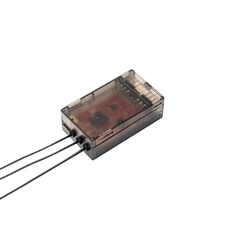 Triple Antenna RC Receiver With Dual Band TD Mode For 900MHz And 2 4GHz, compact design with visible connectors and casing.