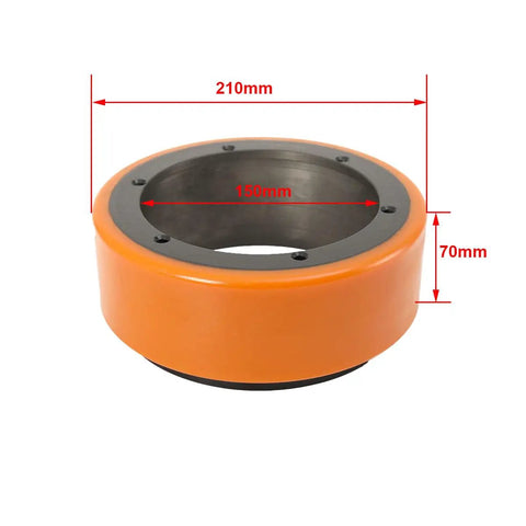 Premium Drive Wheel For MT15 And PU Replacement Fits Electric pallet Jack Trucks, 210mm polyurethane wheel with 70mm width.