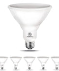 Pack Of 12 1250LM Par38 LED Flood Light Bulbs For Outdoor Use, 5000K Daylight White, 100W Equivalent, Dimmable From 5% To 100%, CRI90, E26 Base, Waterproof, UL Listed Spotlight Bulbs For Patio And Garden displayed against white background.