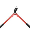Heavy Duty Strapping Cutter For Steel And Polyester Crafted From High Carbon Steel, red handled, ergonomic, for warehouse tasks.