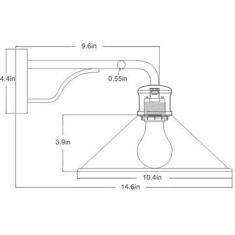 Diagram of 3 Pack Outdoor Wall Lights Wall Mount For Front Porch Matte Black Farmhouse Sconces, showing dimensions in inches.