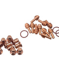 23 Piece Plasma Cutter Consumables Kit For AirForce 400 Plasma Cutters showing copper electrodes and nozzles with O rings