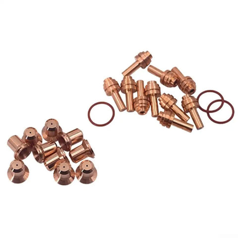 23 Piece Plasma Cutter Consumables Kit For AirForce 400 Plasma Cutters showing copper electrodes and nozzles with O rings