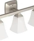 Voss Brushed Nickel 3 Light Dual Mount Bathroom Vanity Fixture With Frosted Glass Shades For Above Sink