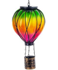 Colorful Solar Hot Air Balloon Lantern With Realistic Flickering Flame For Outdoor Waterproof Hanging Light For Patio Porch Yard Garden Decor