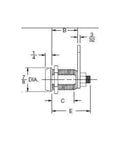Diagram of Heavy Duty Tubular Cam Locks Keyed Alike Cylinder Hardware dimensions for installation on lockers and cabinets.