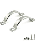 Two Pack 78mm Stainless Steel Door Handle Cabinet Drawer Pulls, Solid Hardware With Mounting Screws, Polished Finish And Smooth Surface