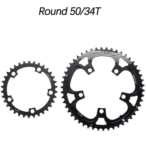 110 BCD Aluminum Bike Chainring Set With Pin 5 Bolt Double Round For Road Bikes 50T 34T Fits 8 9 10 11 Speed Chains CNC Machined