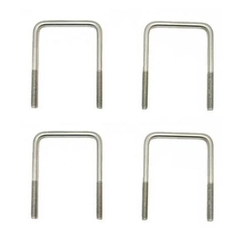 Beefy 90 Degree U Bolts Set In 304 Stainless, 3/8-16 Threaded, 2 Inch Length, 3-7/8 Inch Shank, Marine Trailer Mounting Hardware Pack