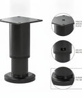 Cold Rolled Steel Adjustable Furniture Leg With Black Powder Coat Base For Cabinets And Tables Wobble Free Leveling Support