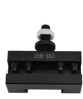 Premium Two Pack Ax Style Piston Tool Holder For Mini Metal Lathes Tough Quick Change Post 250-102 close-up view.