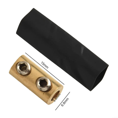 Get The Ultimate Copper Wire Connector Kit For Quick Splice And Butt Connections That Handles 10A To 80A Circuits Without Messy Tools Or Crimpers For Super Fast Easy Automotive Marine Wiring Projects That Just Work Outta The Box. 15mm copper connector with black heat-shrink sleeve