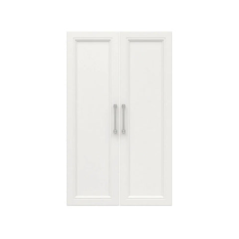 Pair Of Wood Closet Organizer Doors In Taupe Shaker Style With Satin Nickel Handles Add On For Modular Storage Shelf Units Concealed Storage Solution Today