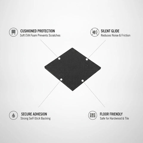 Self-Adhesive EVA Furniture Leg Pads For Floor Protection, Black Cushioning Glides For Hardwood And Tile, diagram view