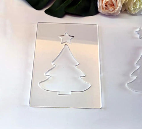 Premium Christmas Lantern Router Templates For Woodworking Shops, 1/4 Thick Clear Acrylic Stencil of a tree shape.