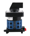 Side view of Heavy Duty 20A 660V 2 Pole Changeover Switch With 3 Position Rotary Selector For Motor Reversing and Generator Dual Section Eight Terminal Layout 35mm DIN Rail Mount SZW26 20 D2022 B11R.