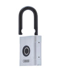 Smart Fingerprint Lock For Home And Office With 360 Degree Recognition, 20 Embedded Prints, sleek silver finish, black shackle