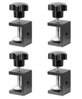 Set Of 4 Heavy Duty C Clamps For Woodworking And Metalworking, black aluminum alloy, front view enclosed clamps