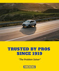 SUV driving on a scenic highway at sunset with mountains in the background, showcasing driving performance and stability.
