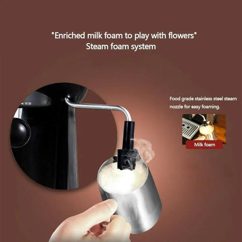 Smart Coffee Machine With Two Flavor Modes And Dual Espresso Pumps, Twin Boilers, steam nozzle frothing milk in jug