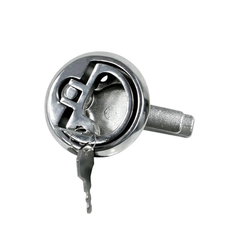 Tough As Nails Stainless Steel Flush Pull Handle With Turning Lock Design showing key mechanism for secure locking.