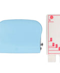 Handheld Three Hole Paper Punch With Scrap Collector Workhorse, 5-sheet capacity, shown in blue with alignment guide for various paper sizes
