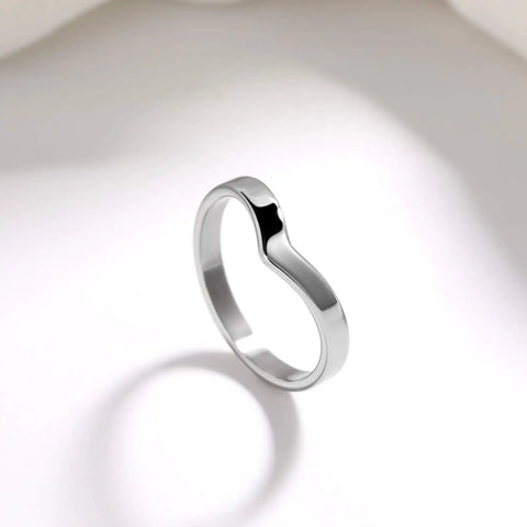 3mm Stainless Steel Ring For Women Silver V Shaped Chevron Wedding Band Lightweight Yet Durable Thumb Ring Size 10 Sleek Minimalist Jewelry
