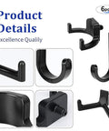 Close-up of six pack heavy duty ABS storage shed hooks in J, U, V shapes for ladders and garden tools, showing threaded mounts.