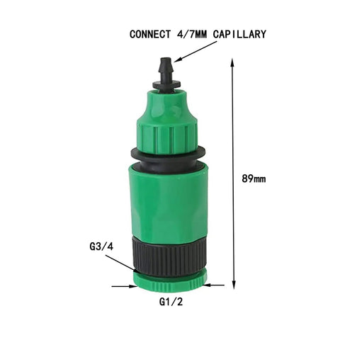 One Way Quick Hose Fittings Connector Kit Fits G1/2 And G3/4 Inch Hoses 1/4 And 3/8 Inch Adapters 50 Piece Garden Irrigation Set For Sprinklers Nozzles And Watering Tools IT121 Great For All Weather Use And Easy Installation, G1/2 to G3/4 hose fitting, 89mm