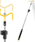 Telescoping Drapery Pull Rod 36 To 63 Inches, Heavy Duty Stainless Steel Curtain Wand With Soft Sponge Grip, Lightweight Extension Pole For Curtains, Black And Yellow used on white curtain