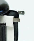 Close-up of the furnace draft inducer assembly replacement motor designed for Carrier units, showcasing electrical terminals.