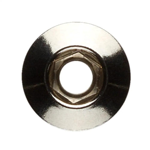 Close-up of Single Chainring Bolt Set 5 Pack In Aluminum Or Steel For 4 Or 5 Bolt Chainrings, showing steel bolt head.