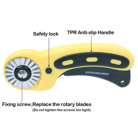 45mm Rotary Cutter Kit With 9 Replacement Blades For Sewing Fabric Leather Quilting And Paper Cuts All-In-One System with yellow handle