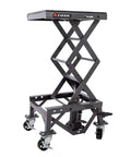 Heavy Duty Scissor Lift Stand For Motorcycles With Adjustable Height From 13.75 To 34 Inches Casters Rubber Top Pad Supports Up To 300 Lb