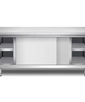 Heavy Duty Stainless Steel Prep Table With Smooth Slide Storage Cabinet, Commercial Kitchen Workbench Built Tough For Restaurants Hotels And Garages, No Fuss Cleaning Surface, 180X80Cm front view with sliding cabinet