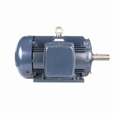 Proven Workhorse 125 Hp Three Phase Electric Motor 1800 Rpm 460 Volt Tefc Nema 444T Frame side view showing rigid base mount.