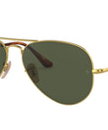 Unisex Aviator Metal II Sunglasses With Gold Frame And G15 Green Lenses, 58mm, Rx Ready Lenses, Case Included, Iconic Aviator Style