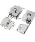 Heavy Duty Frameless Glass Door Hinges For 6mm Cabinets Showers And Bookshelves With TPE Washers Rustproof Galvanized Alloy silver hinges from different angles.