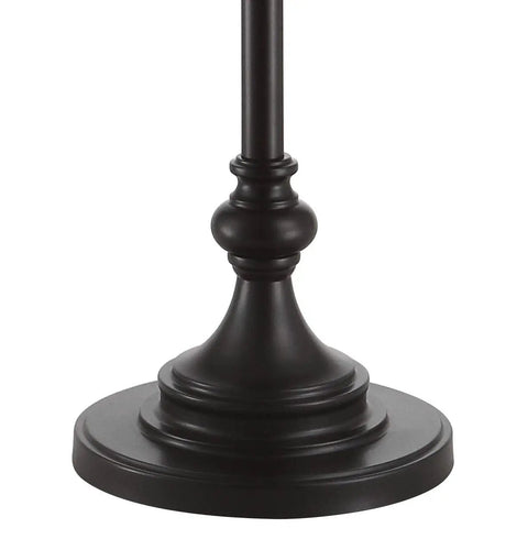 Base of 60 Inch Oil Rubbed Bronze Floor Lamp With Integrated Glass Side Table Sleek Swing Arm Design For Living Room