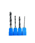 Beast Workhorse Heavy Duty Carbide Drill Bit Set For Hardened Steel And Stainless Steel With 135 Degree Point CNC Tungsten Solid Carbide Twist Drill Bits Sizes One Sixteenth One Eighth Three Sixteenths One Quarter Inch Four Piece Set in blue holders